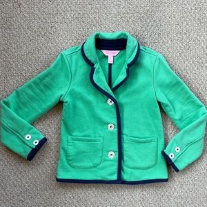 🌺 GIRLS Lilly Pulitzer Green Fleece Blazer Size 5 🌺